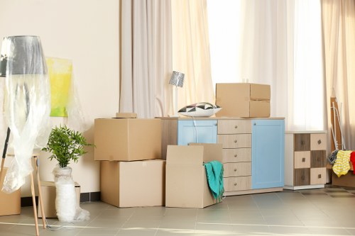 Professional packers organizing boxes at Storage Mayfair
