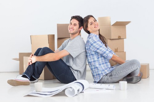 Professional movers packing items